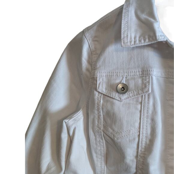 Blue Identity Jean Jacket White Small Petite - Picture 4 of 7